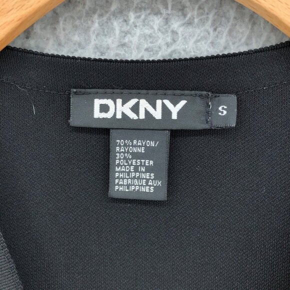 DKNY Sweater Womens Small Black Cardigan Longline V Neck Button Up Pocket Knit - Picture 6 of 10
